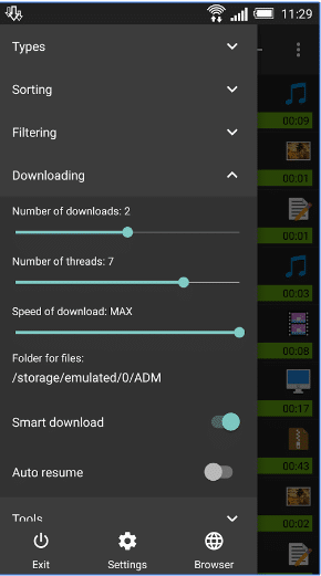 Advanced Download Manager pro settings