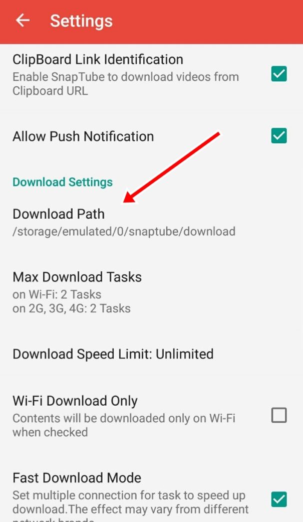 snaptube download path